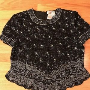 PAPELL BOUTIQUE EVENING BEADED TOP - SIZE 16 (38D)